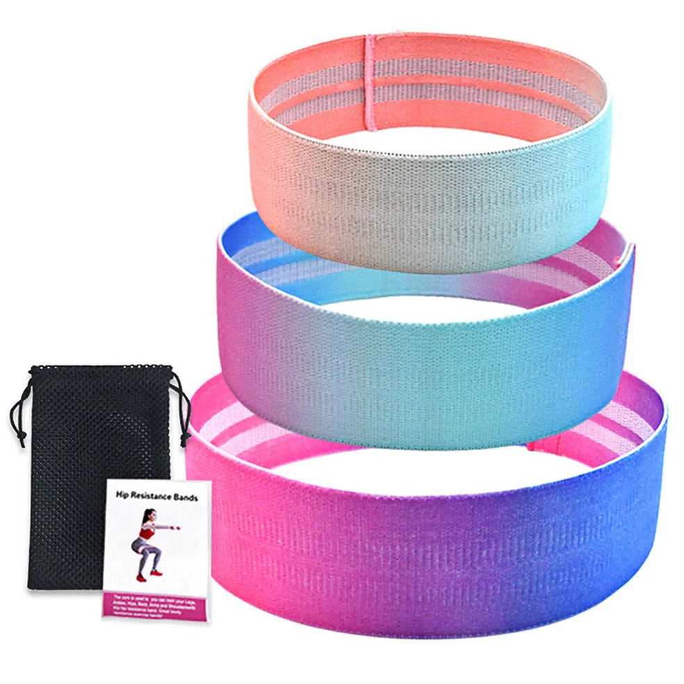 Anti-slip squat resistance band with woven cotton texture for improved grip during exercises