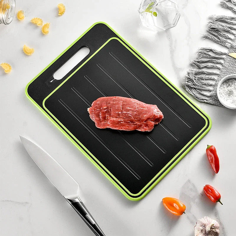 Versatile Cutting Board with Thawing and Sharpening Capabilities: Premium Aluminum Construction, Grinding Teeth, and Integrated Whetstone