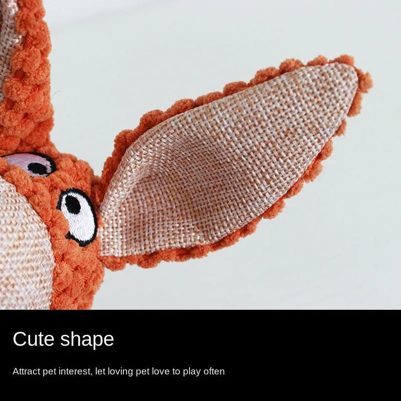 Dog plush squeaky chew toy in animal shapes with cotton filling for teeth cleaning and interactive play