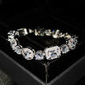 Women's silver-plated bracelet with sparkling zircon stones in a geometry shape.