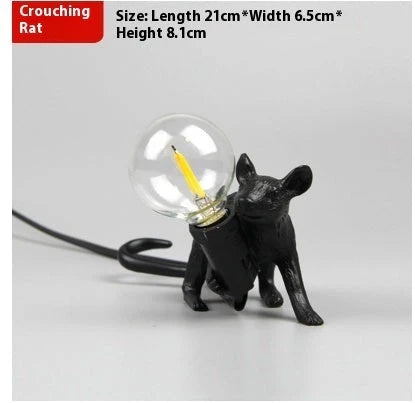 Nordic Creative Resin Mini Animal Mouse Light in golden or white, perfect for bedside tables