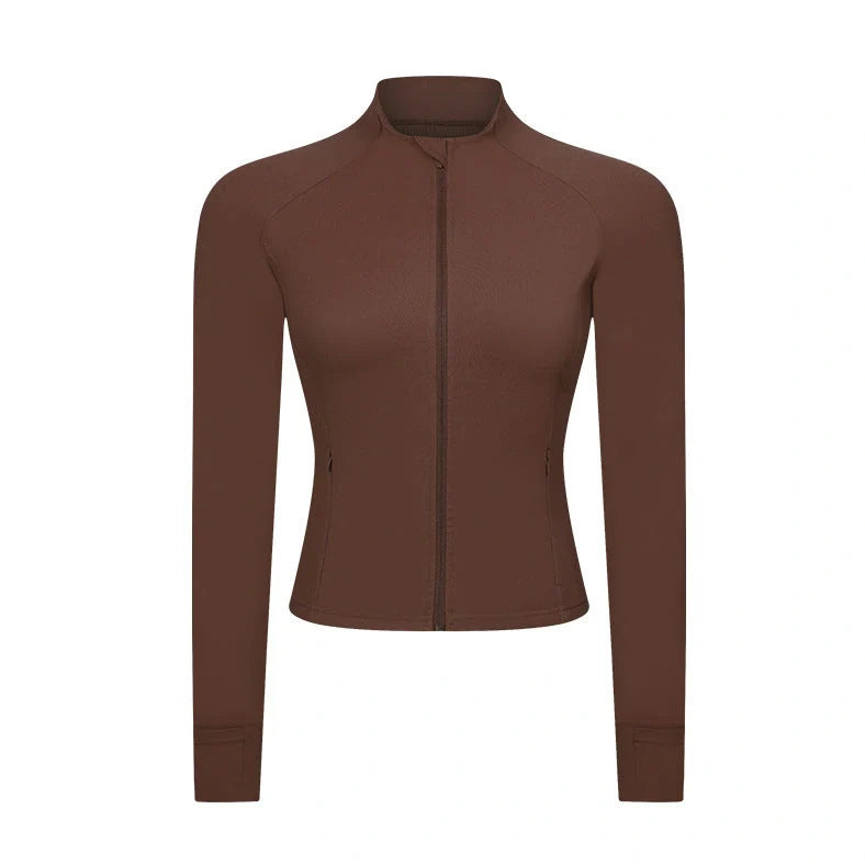 Slim-fit long sleeve yoga cardigan with spandex lining in five colours