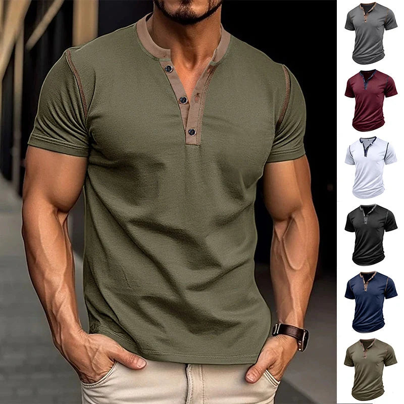 Men's summer V-neck polo shirt in various colours