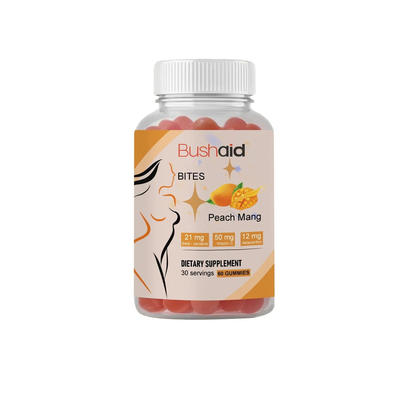 Bushaid Tanning Gummy Candies container with 60 soft gummies for skin tanning support