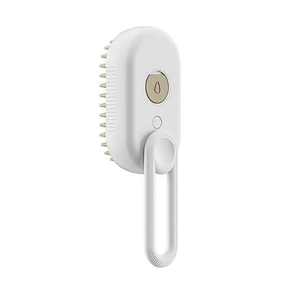 A 3-in-1 pet grooming brush with a steam spray function, designed to gently brush, massage, and moisturize your pet's coat.