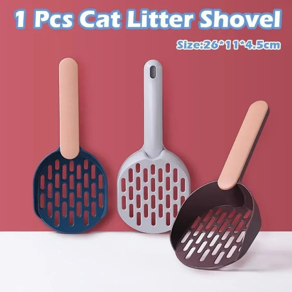 Blue plastic cat litter shovel scoop for cleaning litter boxes and cat toilets