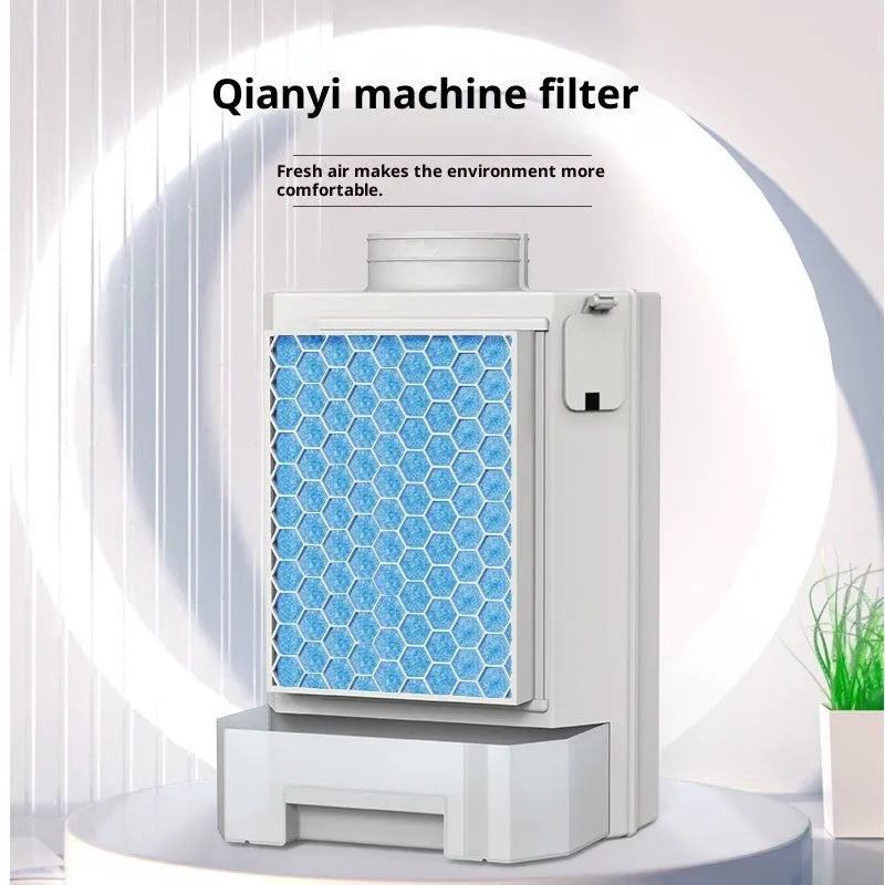 Clothes dryer fluff filter with thickened ABS housing, 9.6cm connection caliber, and four filter cotton refills, measuring 24x11.5x35.5cm
