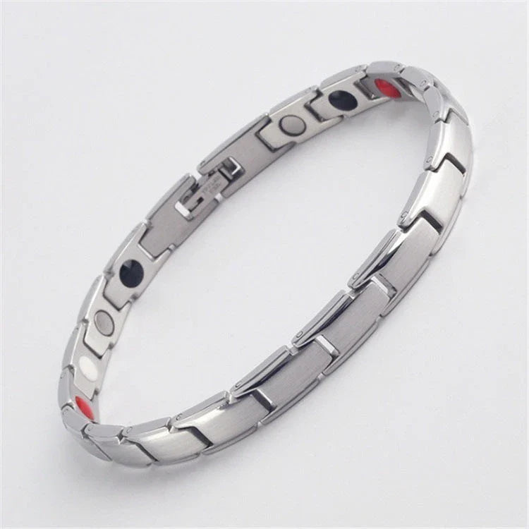 Stylish therapy bracelet with metal design for arthritis pain relief, weight loss, and energy boost