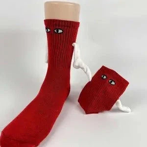 Mid tube black and white couple matching holding socks with moisture absorption