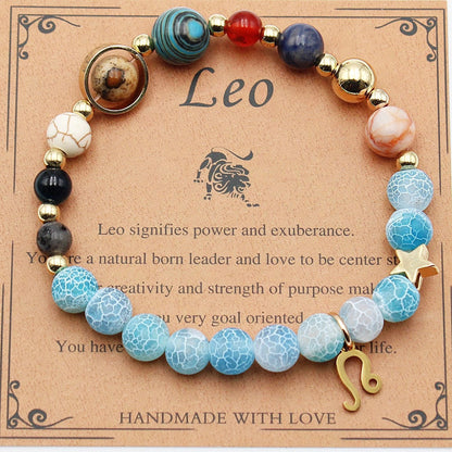 Twelve Constellations Natural Stone Beaded Bracelets - Unisex Astrological Jewellery