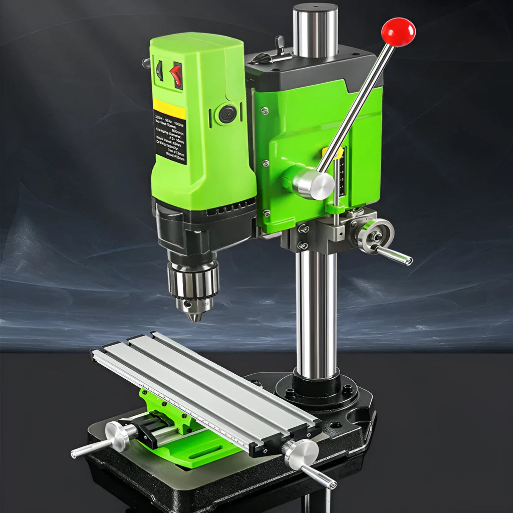 Mini bench drilling and milling machine with 240W motor for 220V power.
