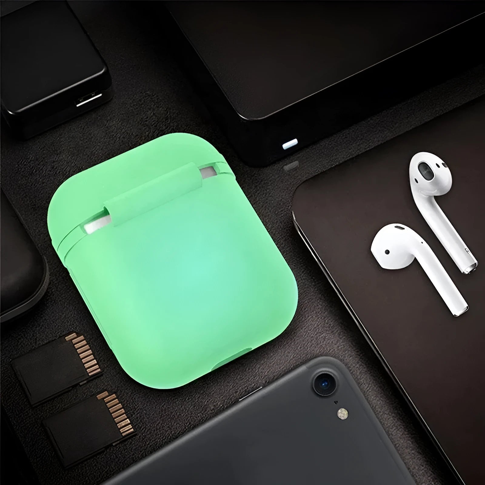 Luminous silicone flip-type protective case for AirPods