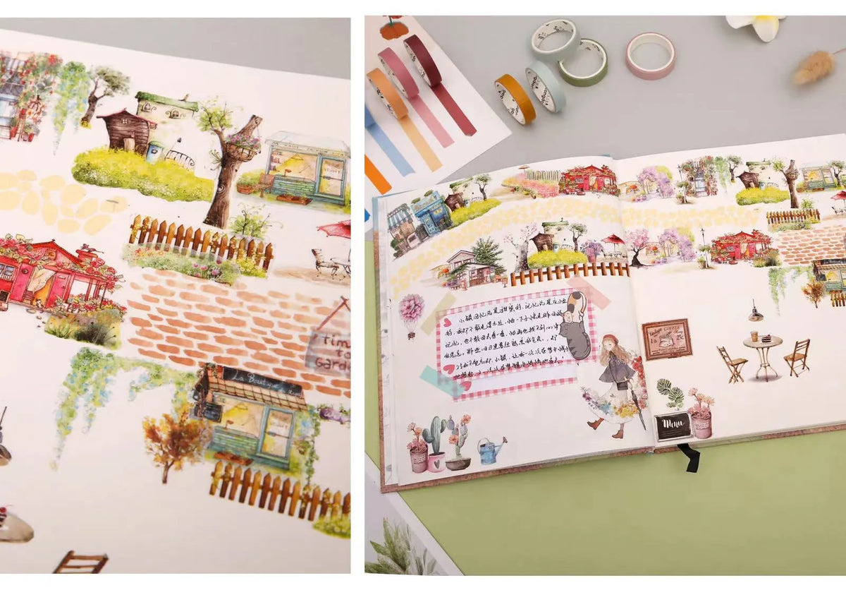 Six rolls of solid colour washi tape in a pack showing solar term designs like Start of Spring and Autumn Equinox