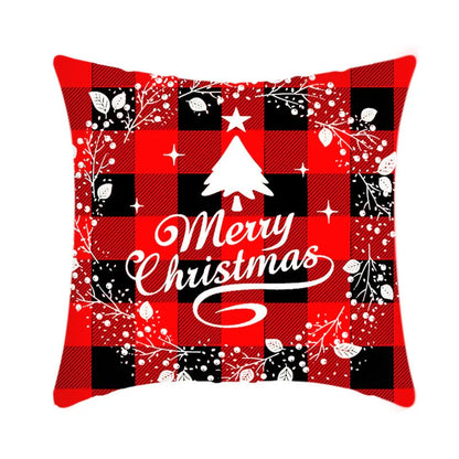 Merry Christmas cushion cover with Elk and Santa Claus design in plush material