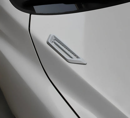 Pair of 17.0x4.3cm black mesh ABS electroplated engine cover stickers, rust-resistant for car modification