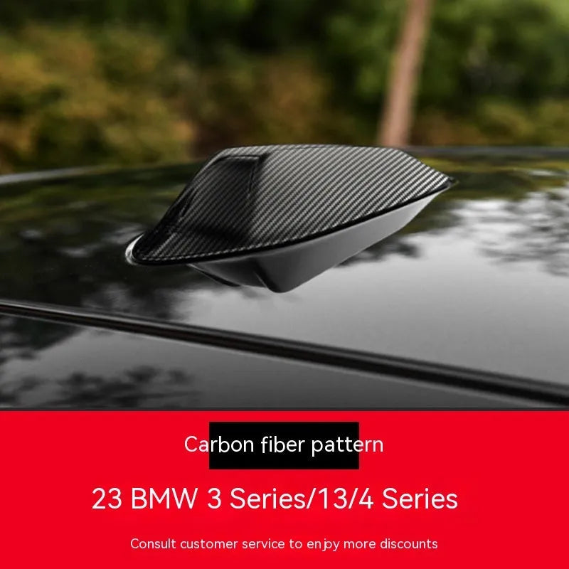BMW shark fin antenna cover in carbon fibre and piano black finishes