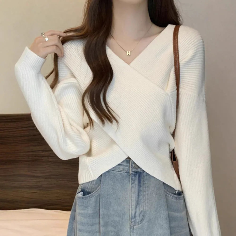 Lazy short sweater design blouse long sleeve loose fit top in pink for women casual wear