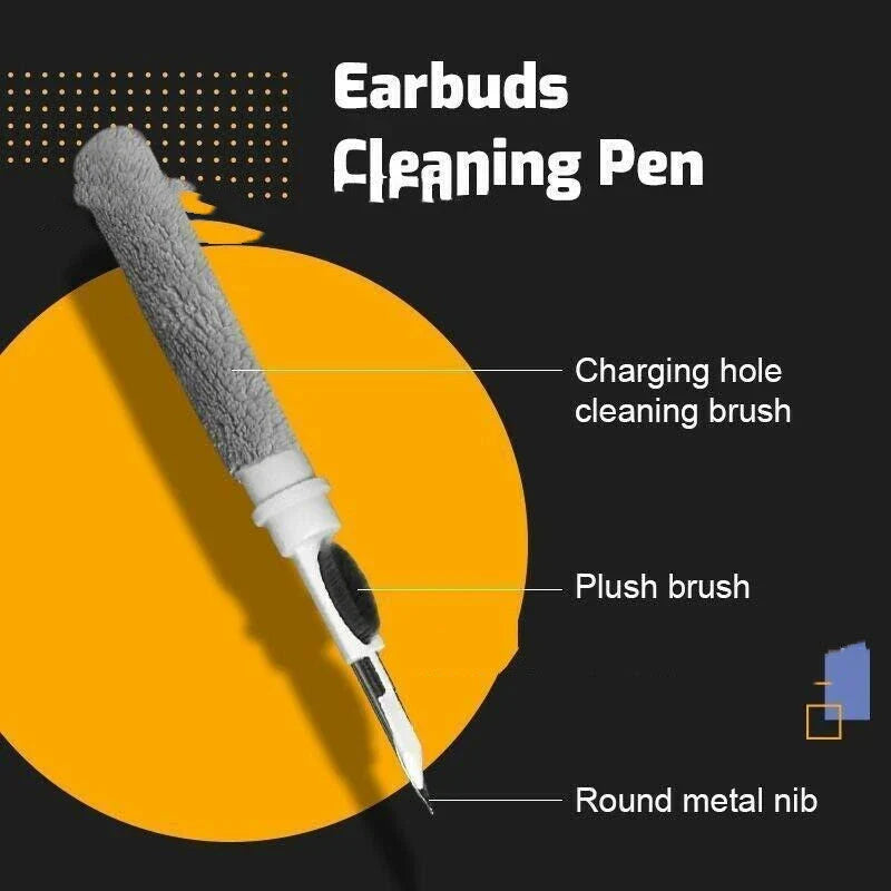 Premium wireless earbuds cleaning kit with pen-shaped design, soft microfiber brush, and precise cleaning tip