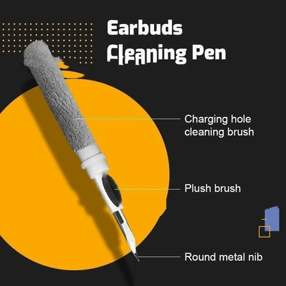 Premium wireless earbuds cleaning kit with pen-shaped design, soft microfiber brush, and precise cleaning tip