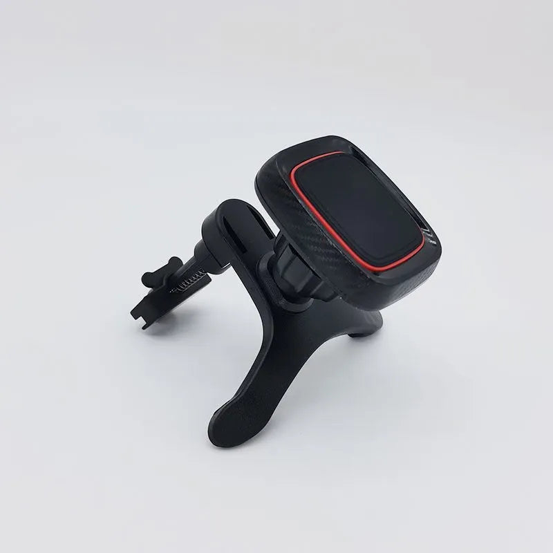 Black car air vent phone holder with long brush mounting mechanism for dashboard placement