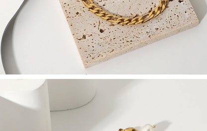 18K gold plated stainless steel anklet with 29.5cm chain and 8.75mm width