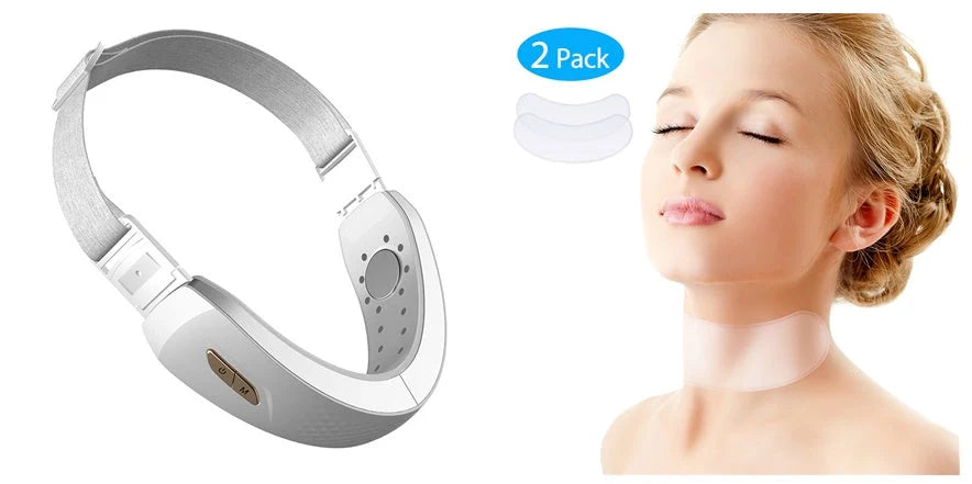 LED Photon Therapy V-shaped Slimming Facial Massager in pearl white and wine red