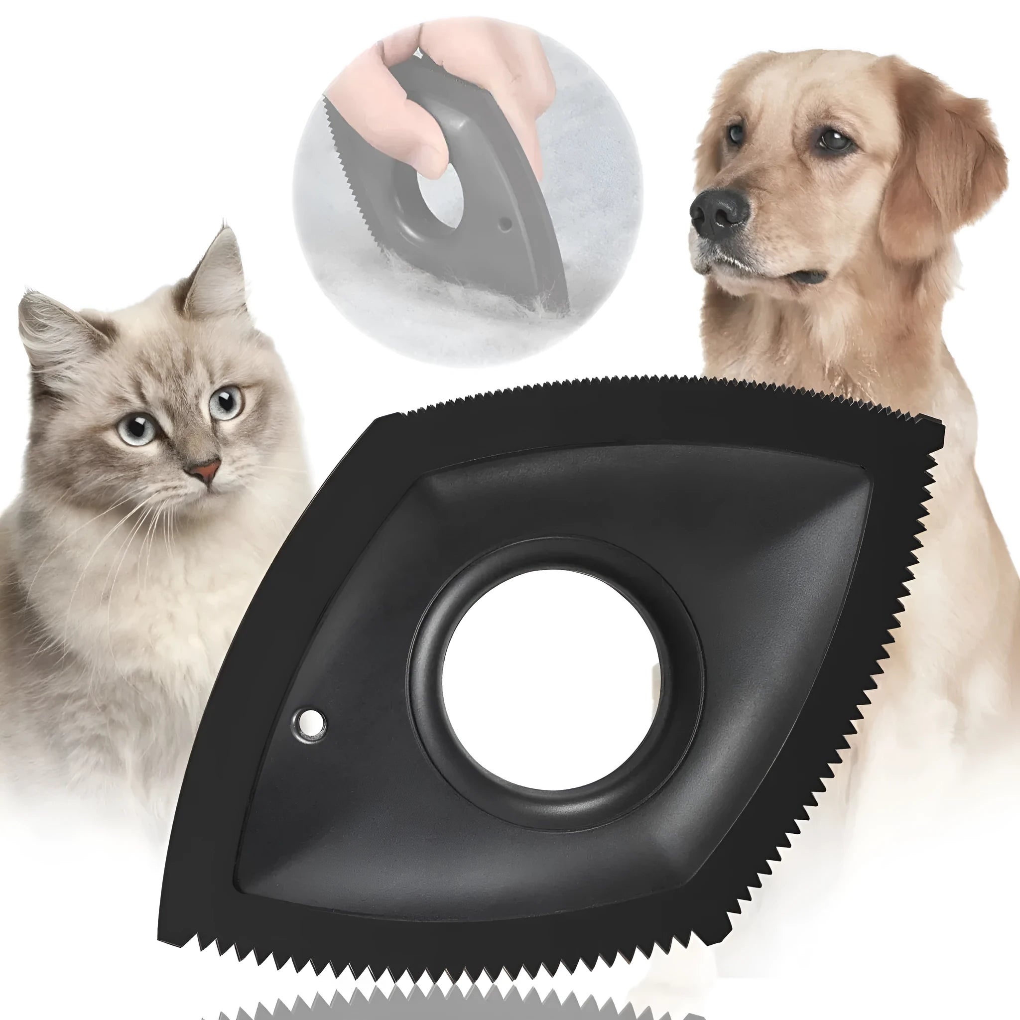 Silicone pet hair remover brush tool for carpets and sofas in black, green, and red colour options.