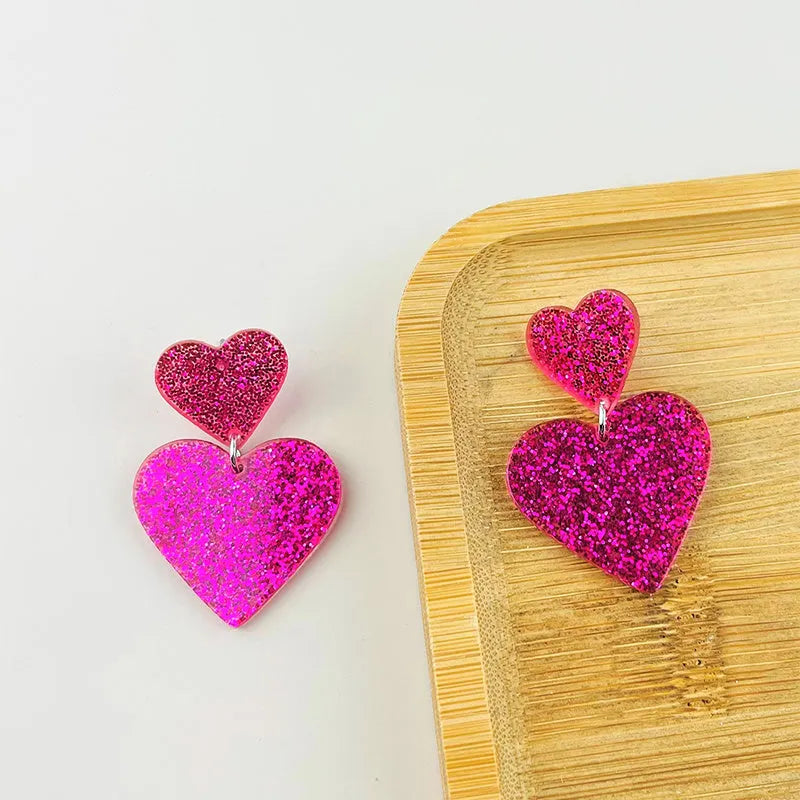 Acrylic love earrings for women, geometry design, Valentine's Day personalised jewellery, one pair