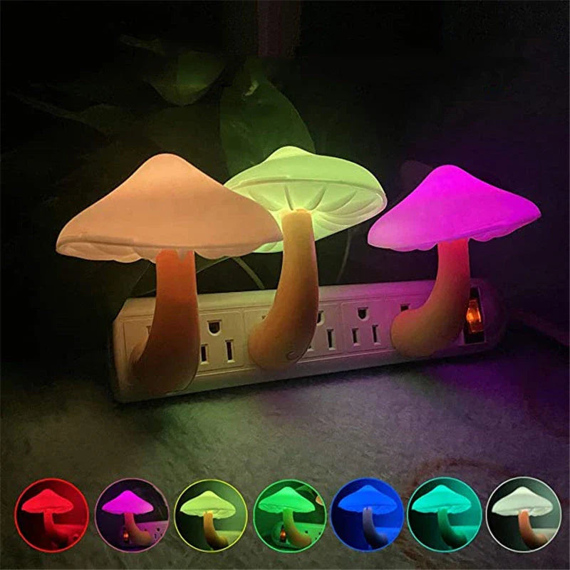 Cozy Mushroom-Shaped Night Light with Automatic Sensor for Warm, Soothing Illumination in Bedrooms and Nurseries