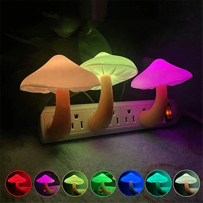 Cozy Mushroom-Shaped Night Light with Automatic Sensor for Warm, Soothing Illumination in Bedrooms and Nurseries