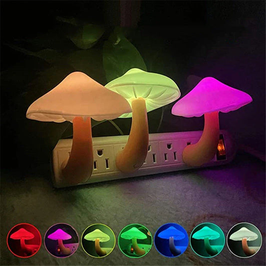 Cozy Mushroom-Shaped Night Light with Automatic Sensor for Warm, Soothing Illumination in Bedrooms and Nurseries