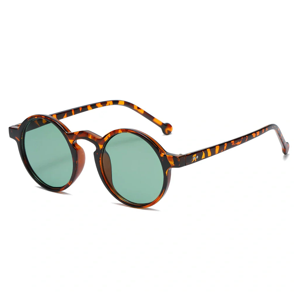 Small round frame UV protection sunglasses in black with PC lenses and Class 2 shading for outdoor wear