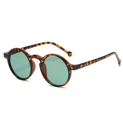 Small round frame UV protection sunglasses in black with PC lenses and Class 2 shading for outdoor wear