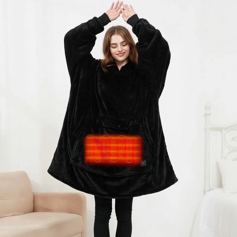 USB heated oversized hoodie blanket in various colours with large back heating area