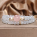 Natural aquamarine double ring bracelet, polished finish, light luxury minority style for women