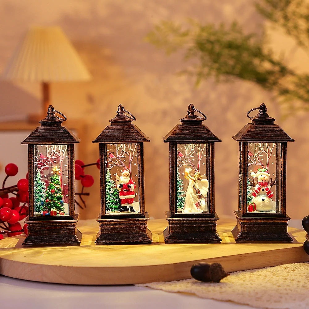 Christmas Santa Claus LED night light battery-powered hanging lantern for festive decoration