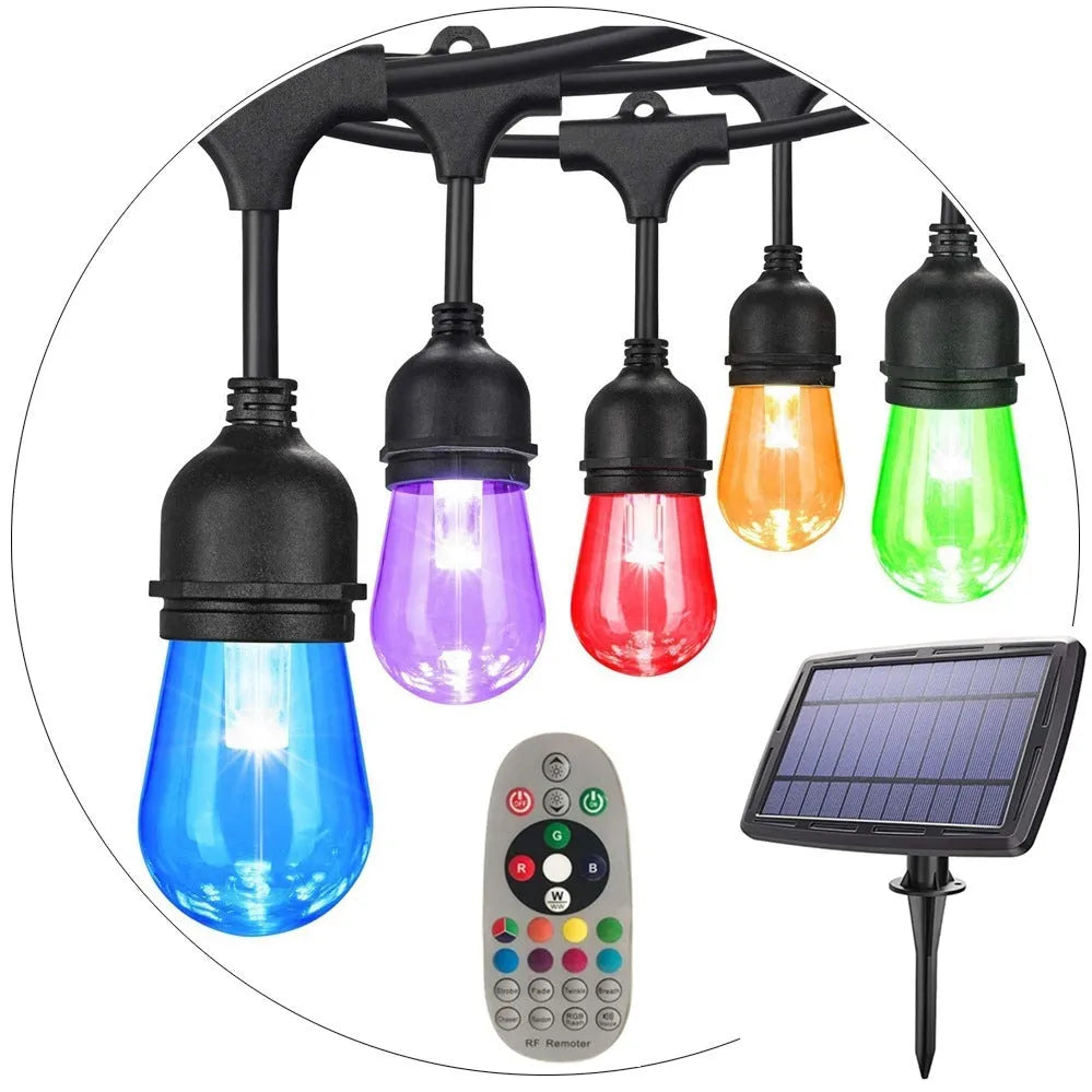 Outdoor waterproof RGB solar lights flower shaped 13 or 15 lights IP65 for courtyard garden