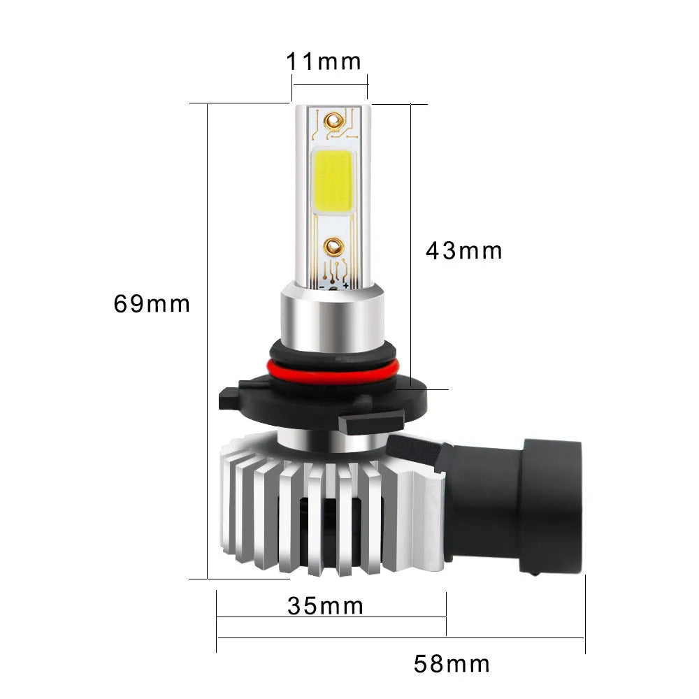 D9 car high-power integrated in-line LED headlight with aviation aluminium housing and COB chip, 6600 lumens spotlight beam