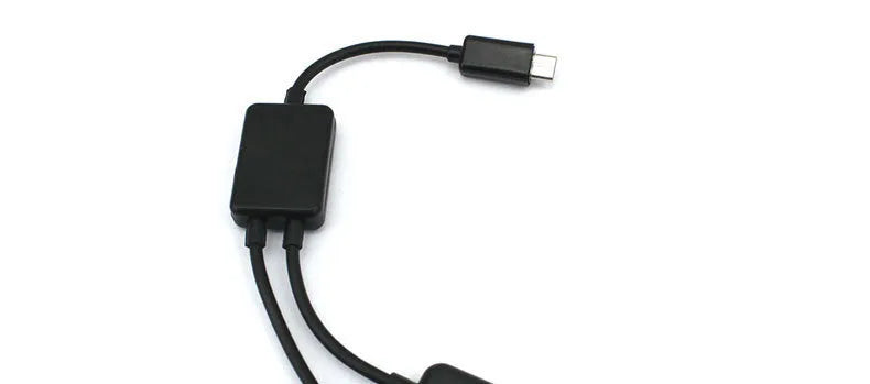 Black micro USB OTG one-to-four multi-port adapter with switch and 0.25m cable