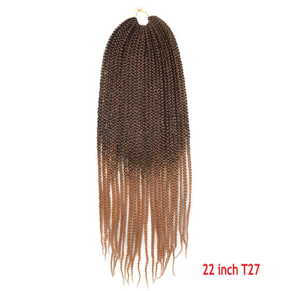 Crochet Senegal box braids extensions in 18 inch 1B colour, three silk braids per piece for easy hair installation