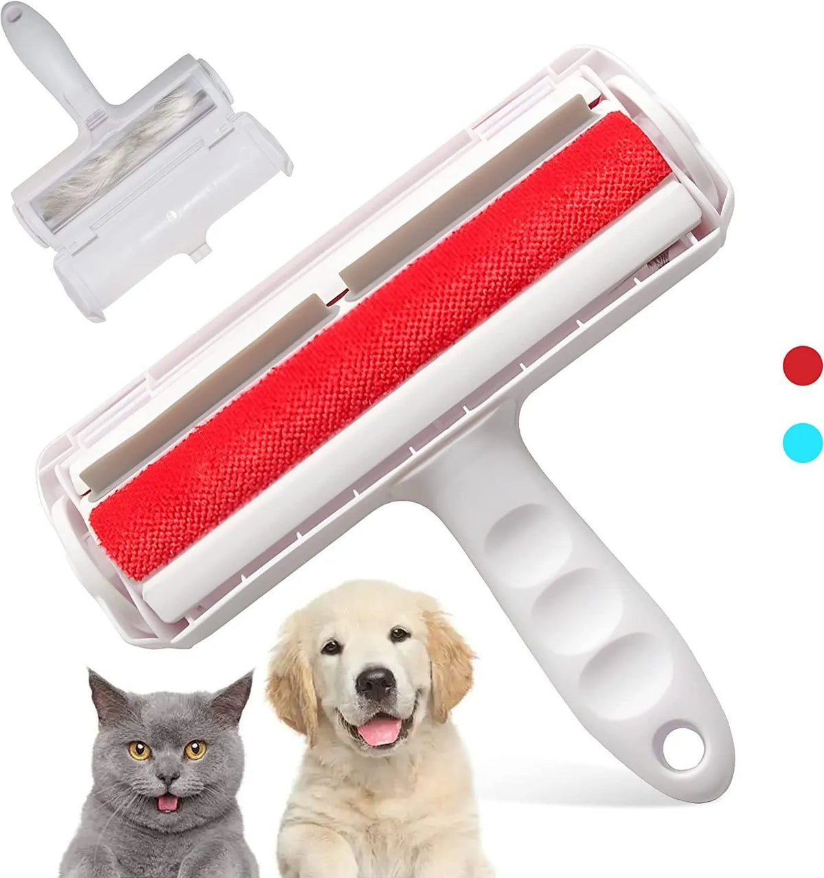 White plastic pet hair picker roller for removing dog and cat fur from fabrics