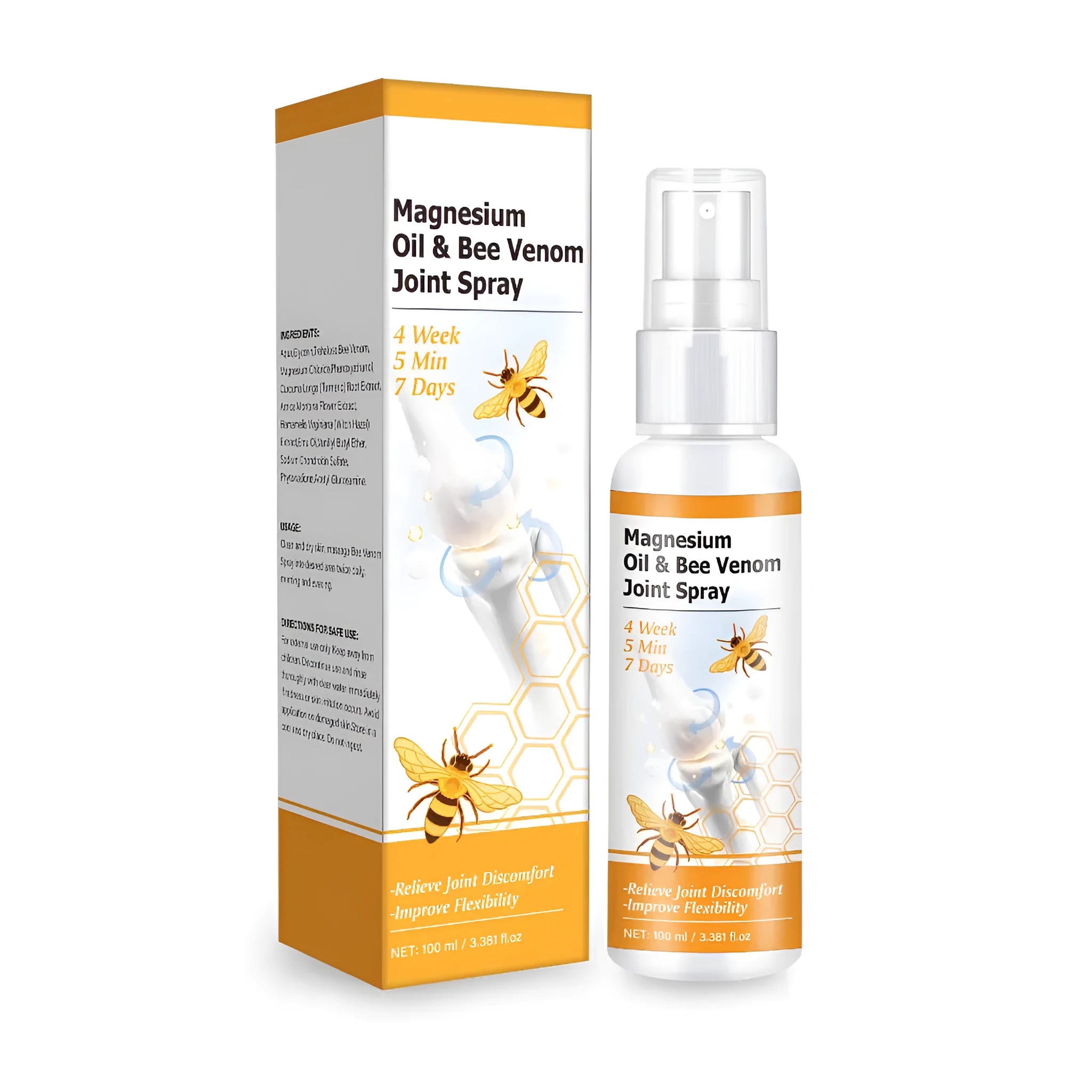 100 ml bottle of magnesium oil joint care spray gel with spray pump.