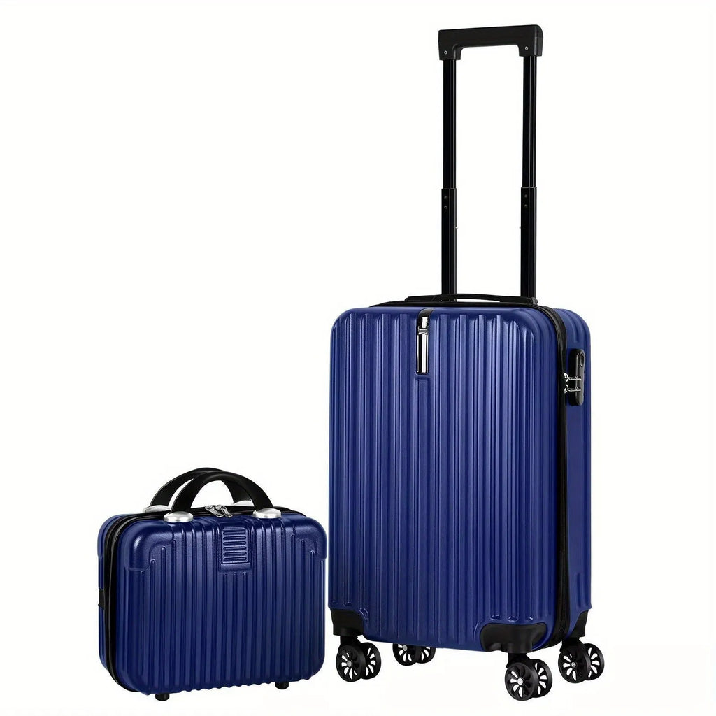 Aluminium alloy two-piece luggage set for men showing 14in and 20in suitcase trunks.