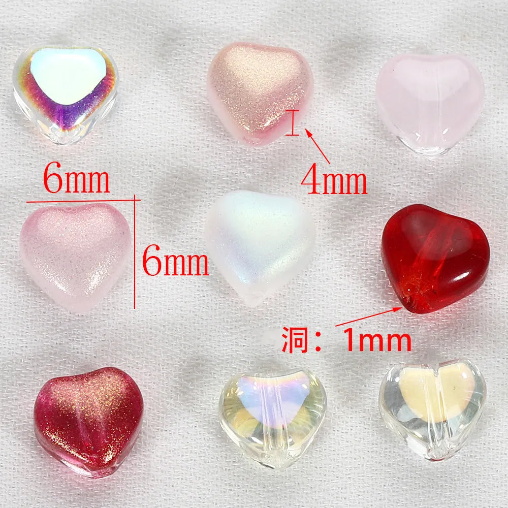 20 transparent Czech glass spacer beads with love pattern in aurora colours for DIY jewellery making