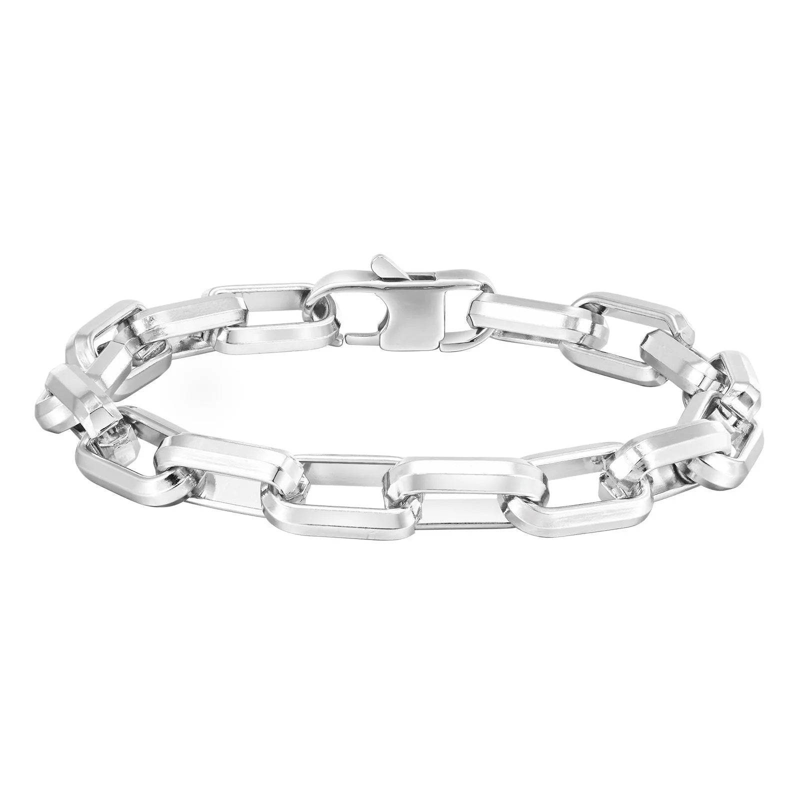 Men's titanium steel square chain bracelet in electroplated steel colour