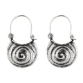 Geometric curved metal earrings with ancient silver finish, zinc alloy, 3.8x2.2cm, on white background
