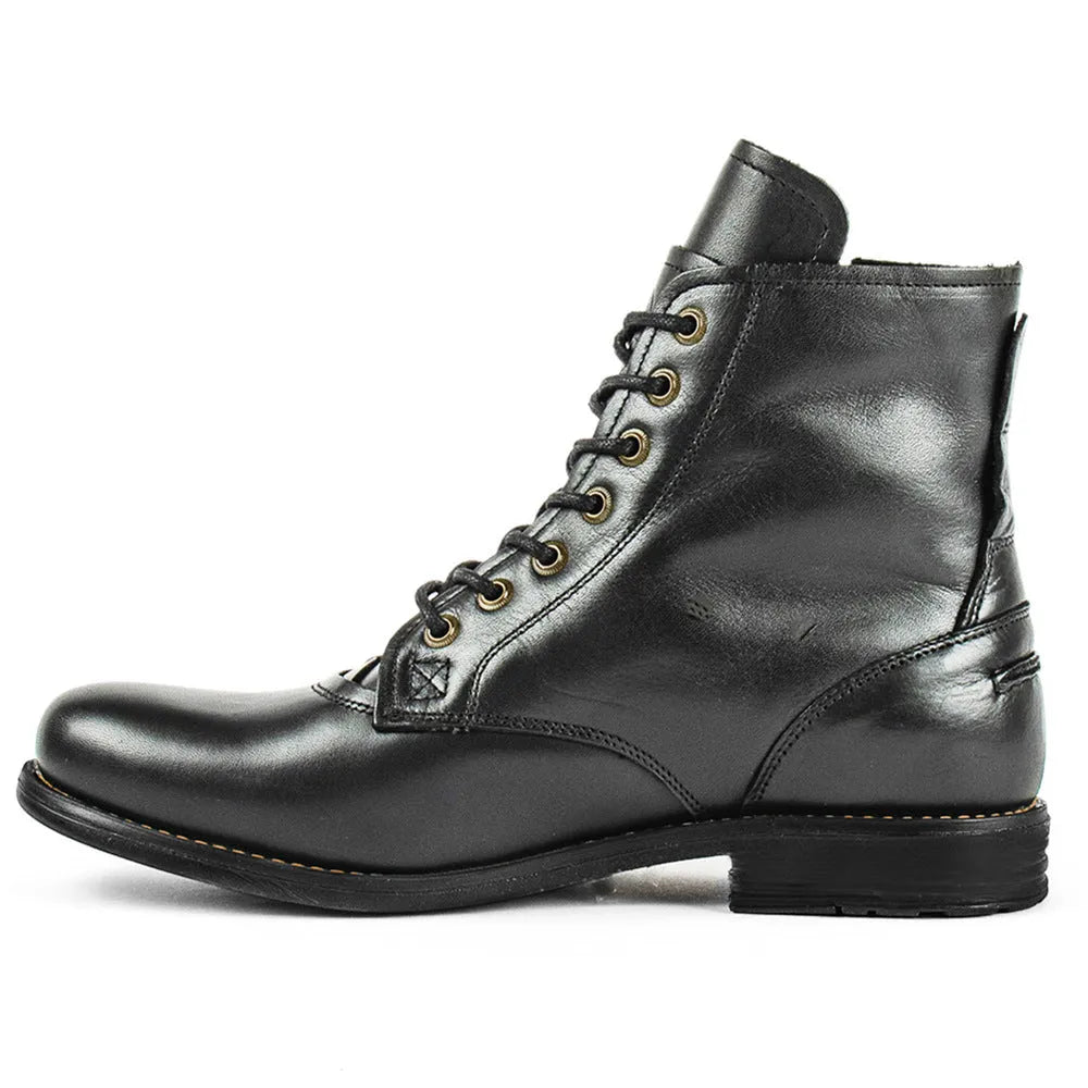Knight Series men's leather boots with side zipper in black and brown colour options