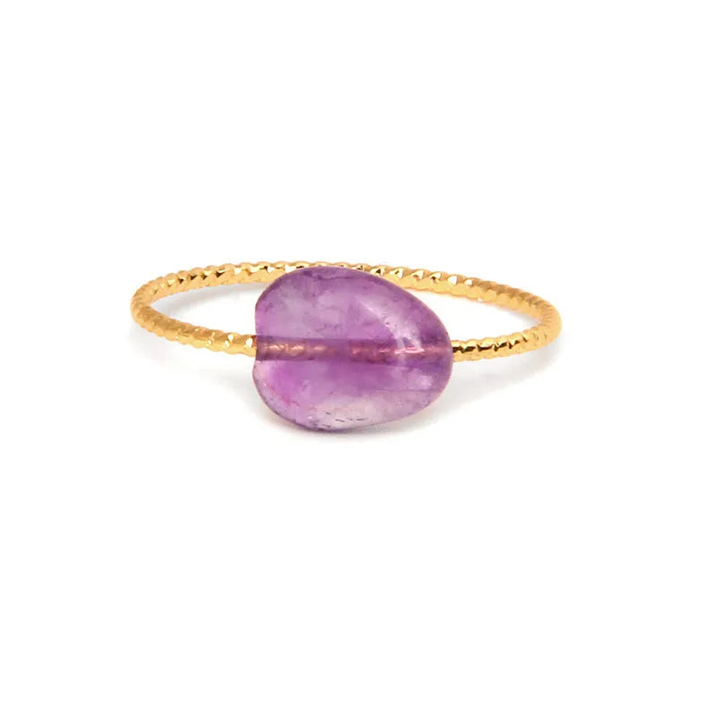 Geometric-shaped agate ring for women showing original design in one of eight available colours.