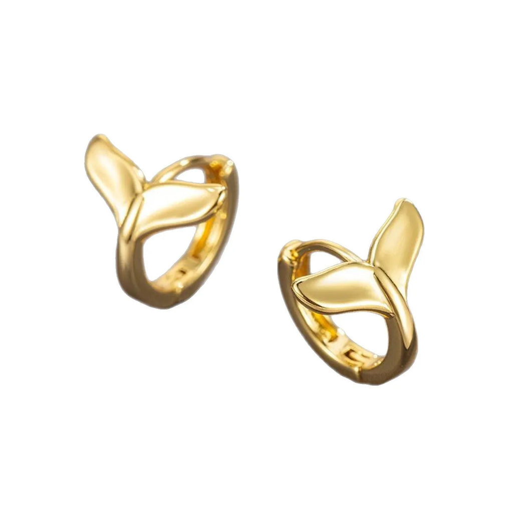 Women's fashion fishtail earrings in white gold or yellow gold electroplated finish