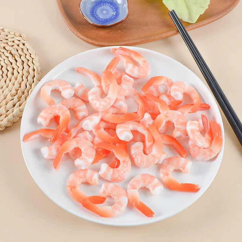 PVC simulation seafood shrimp keychain with door buckle on a white background